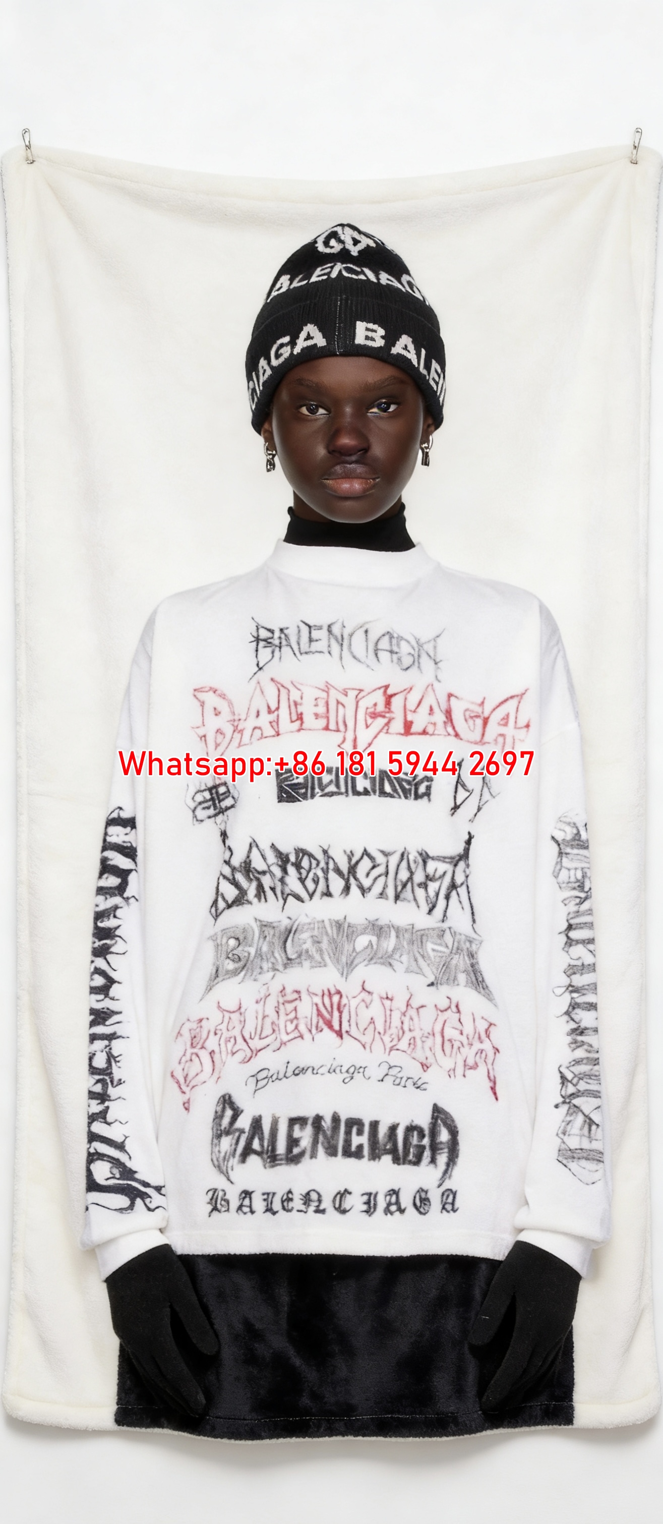 Balenciaga Multi-Logo Graffiti Print Fleece Throw Blanket for Sofa BA426